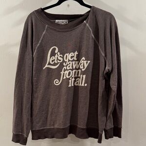 Wildfox Lets Get away From it All Brown Crew Neck Sweater
